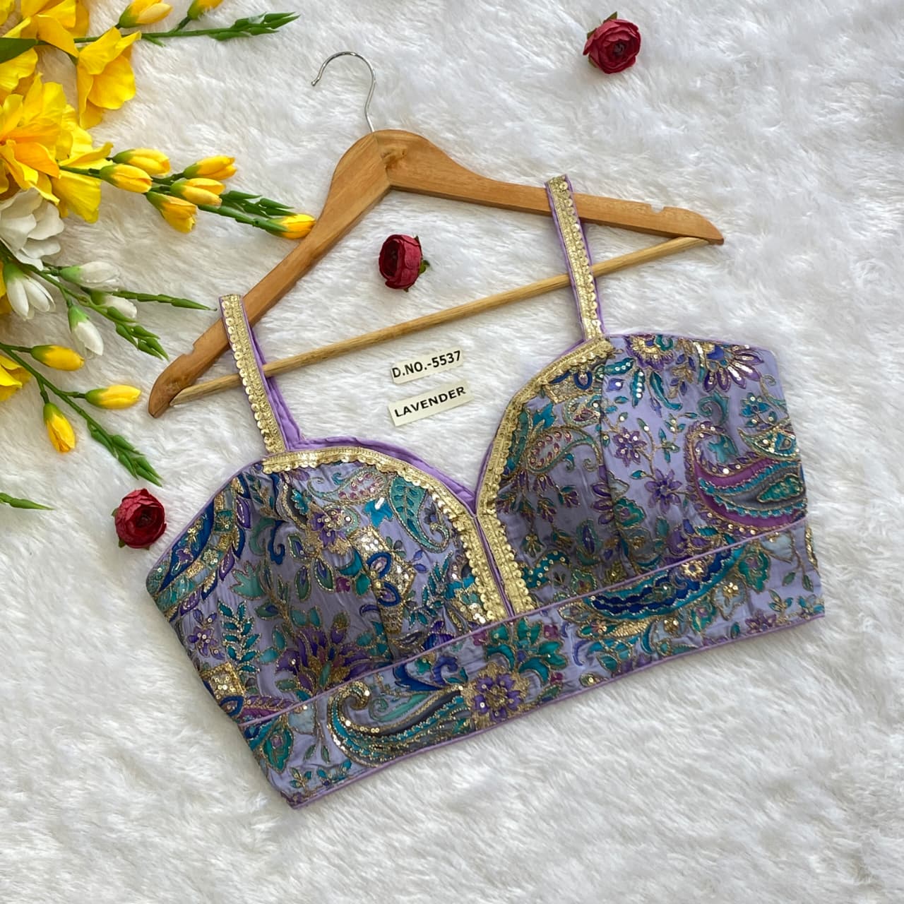 Designer Viscose Crepe Pojisan Embroidered Blouse - Premium Quality | BlouseLine BL 5537