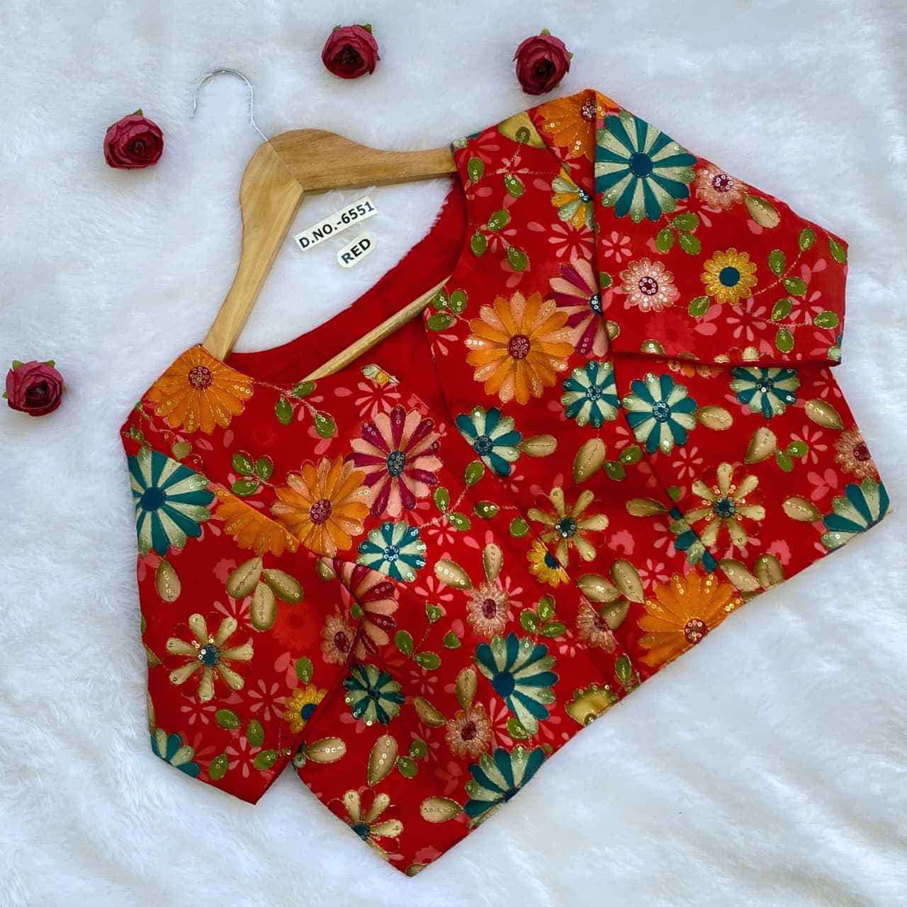 Buy Silk Position Fancy Embroidery Blouse in Wholesale Market – BlouseLine BL 6551