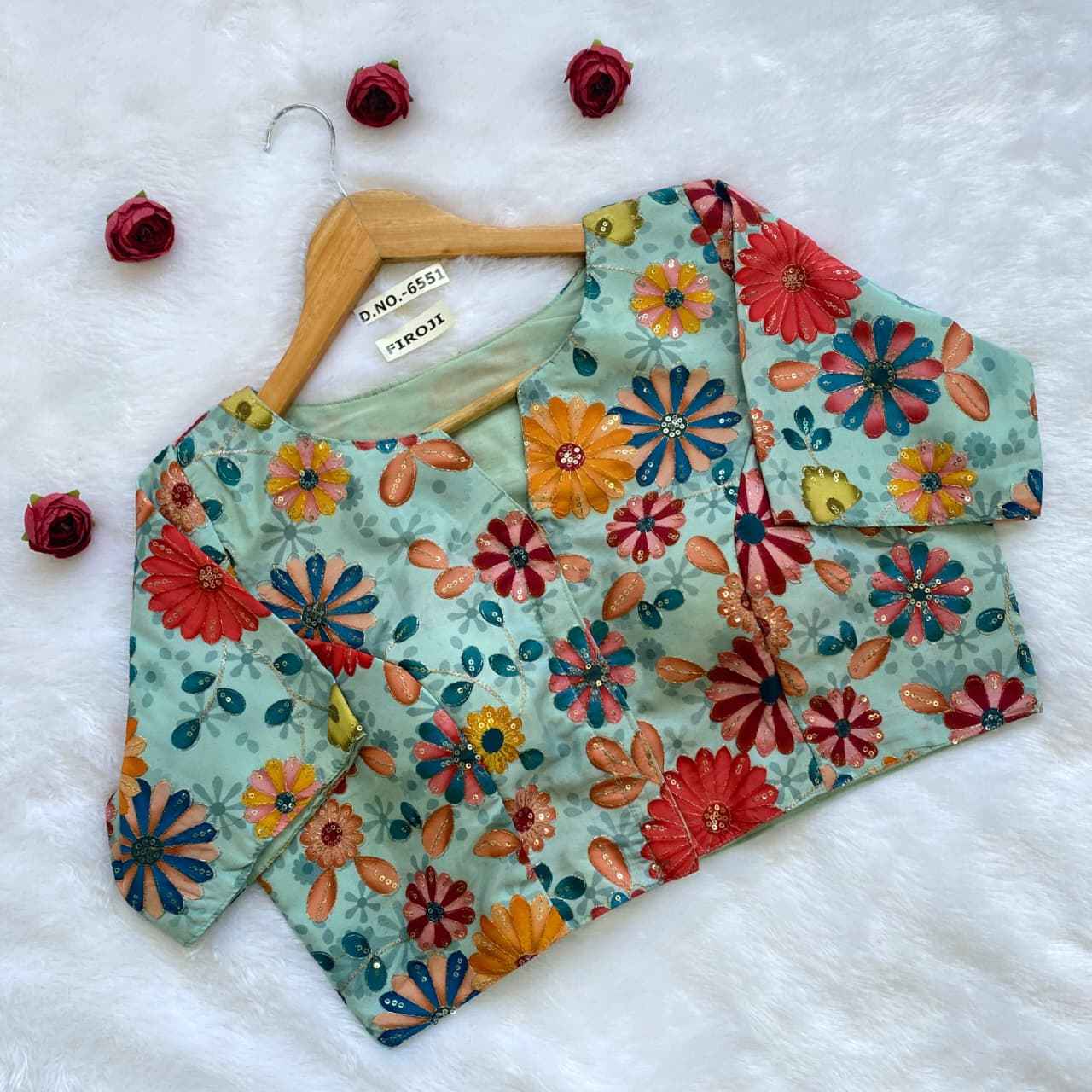 Buy Silk Position Fancy Embroidery Blouse in Wholesale Market – BlouseLine BL 6551