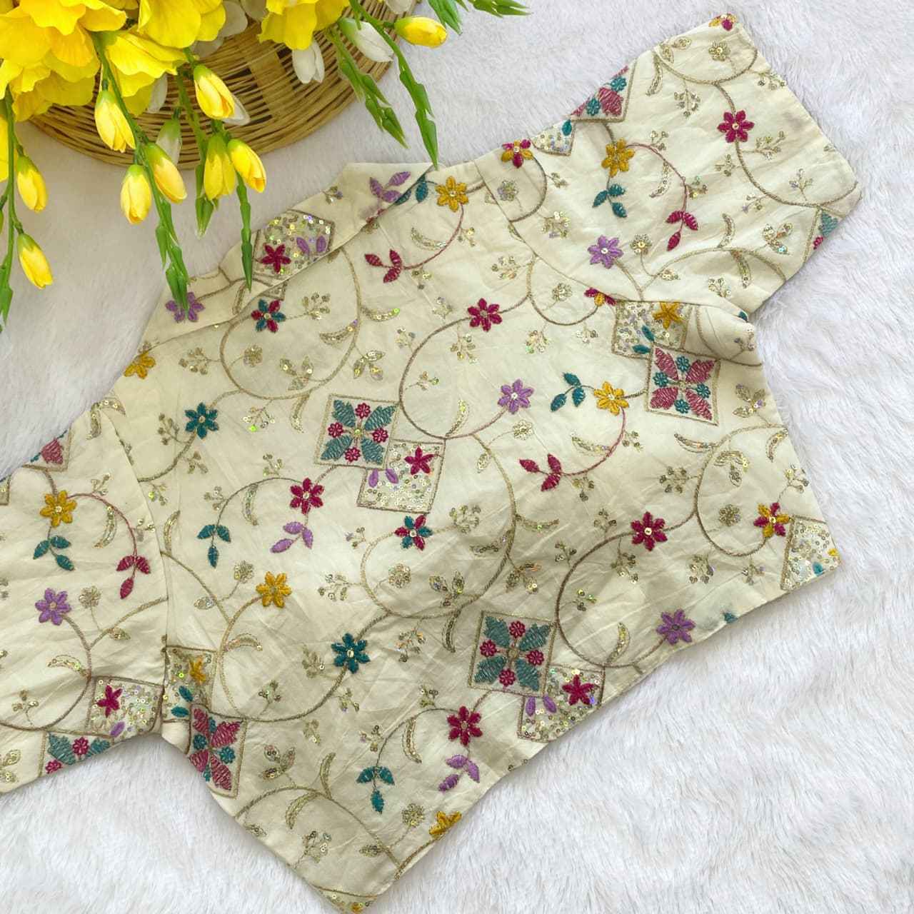 Designer Embroidery Khadi Blouse Wholesaler – BlouseLine BL 6503