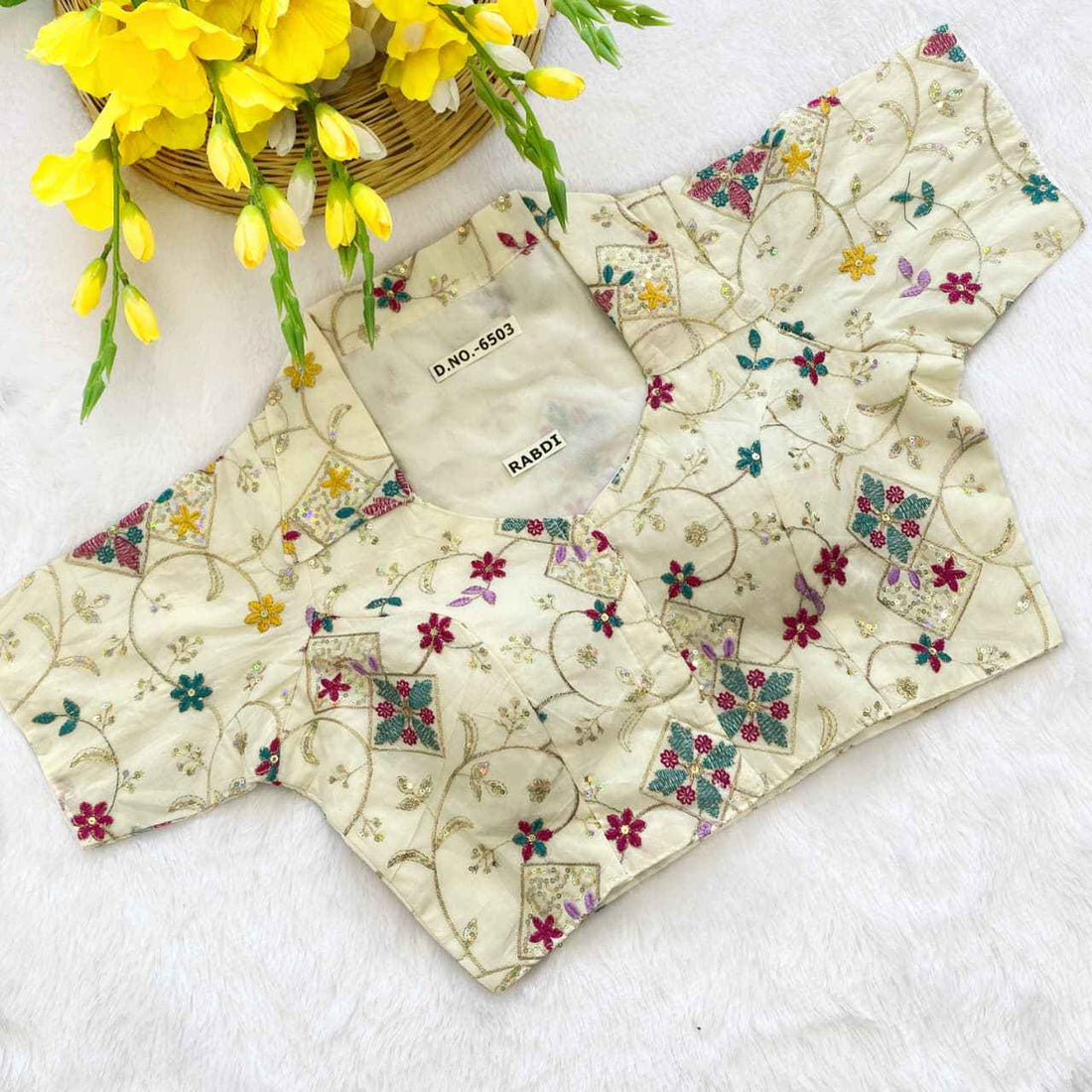 Designer Embroidery Khadi Blouse Wholesaler – BlouseLine BL 6503