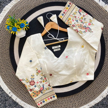 Latest Collection Embroidery Khadi Blouses in Surat | BlouseLine BL 6332