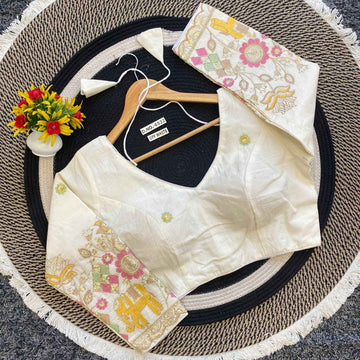 Buy Khadi Embroidery Blouse – Latest Collection at BlouseLine Surat BL 6522