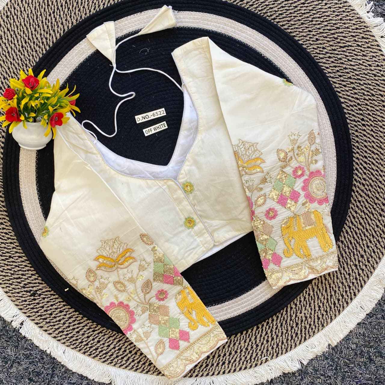 Buy Khadi Embroidery Blouse – Latest Collection at BlouseLine Surat BL 6522