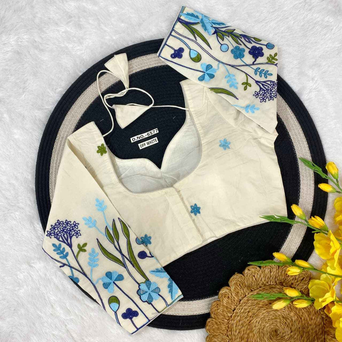 Surat-Based Khadi Cotton Embroidery Blouse Exporter – BlouseLine BL 6577