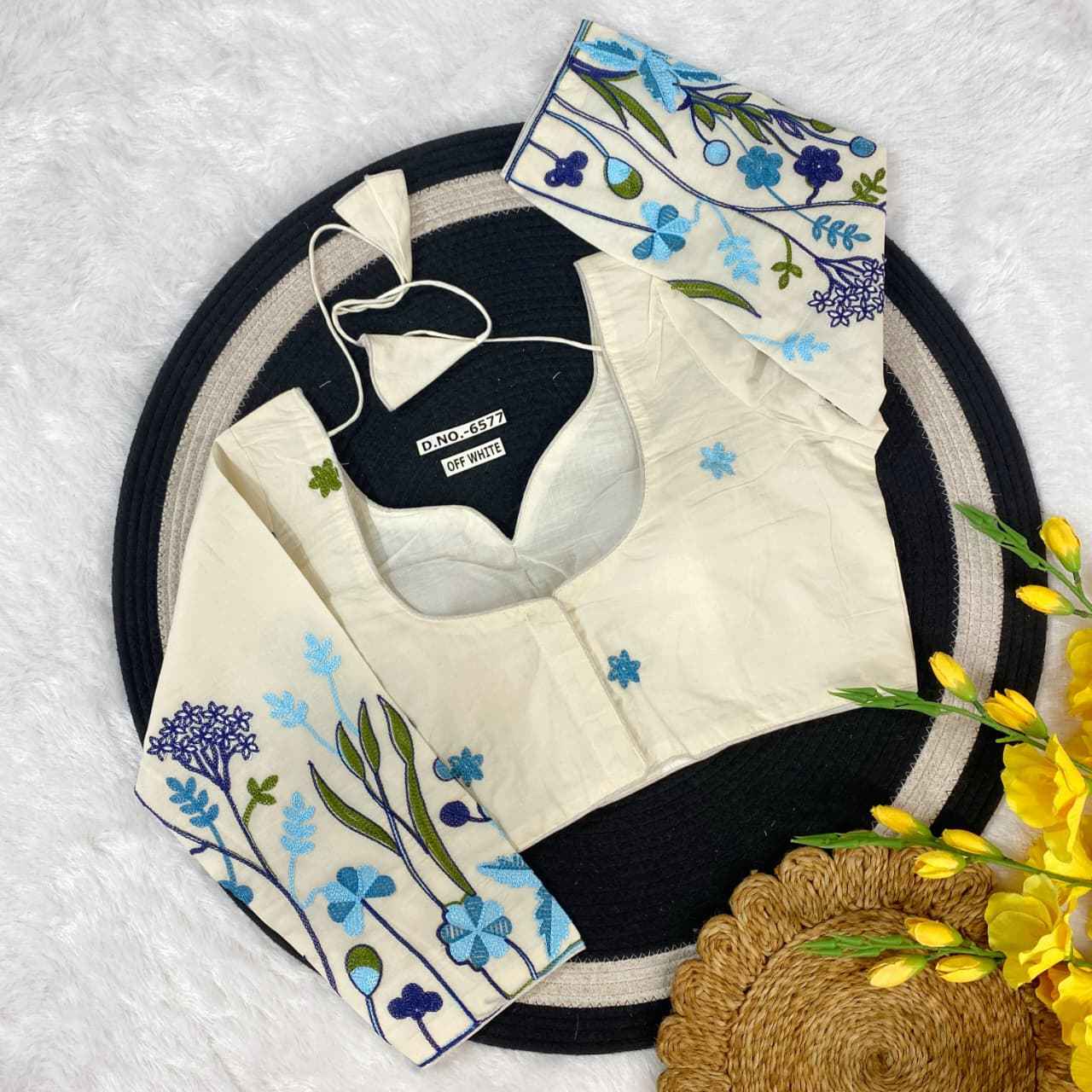 Surat-Based Khadi Cotton Embroidery Blouse Exporter – BlouseLine BL 6577