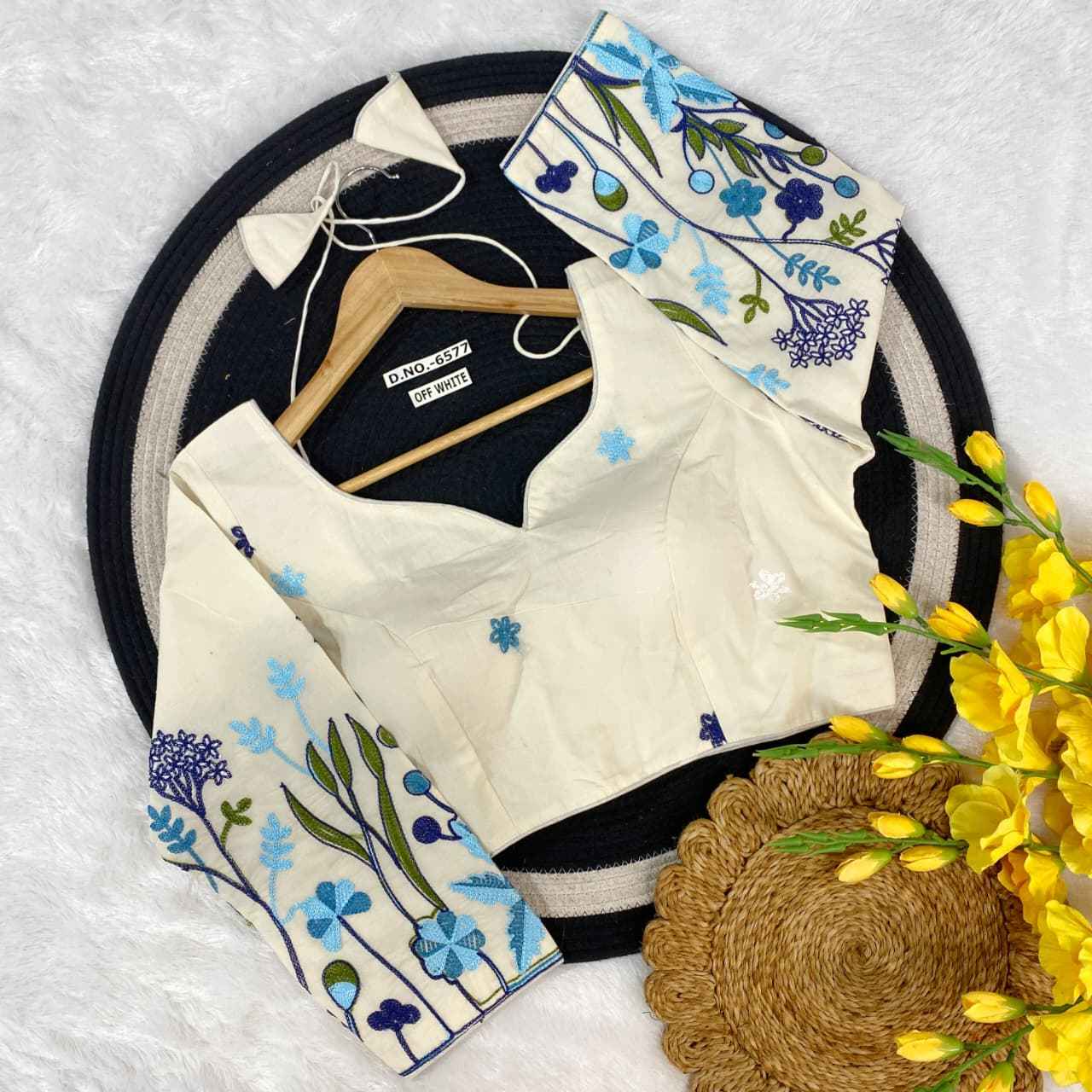 Surat-Based Khadi Cotton Embroidery Blouse Exporter – BlouseLine BL 6577