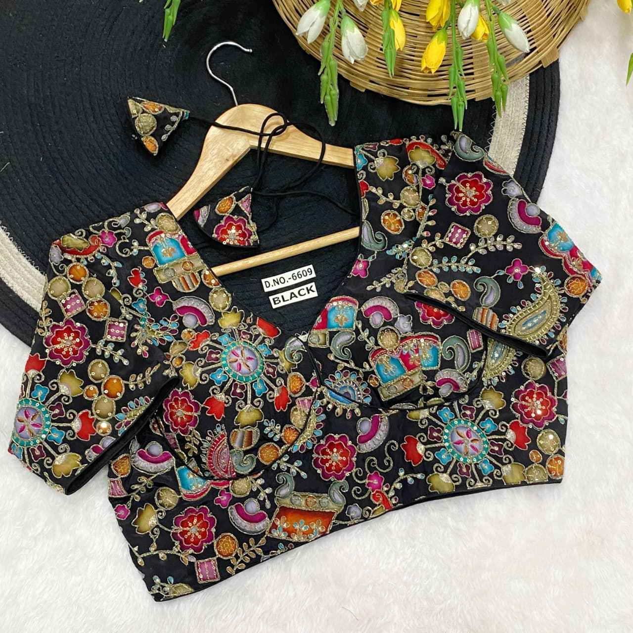 Viscose Crepe Pojisan Blouse – Premium Partywear Blouse | BlouseLine BL 6609