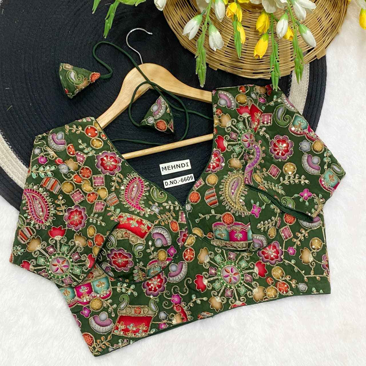 Viscose Crepe Pojisan Blouse – Premium Partywear Blouse | BlouseLine BL 6609