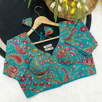 Viscose Crepe Pojisan Blouse – Premium Partywear Blouse | BlouseLine BL 6609