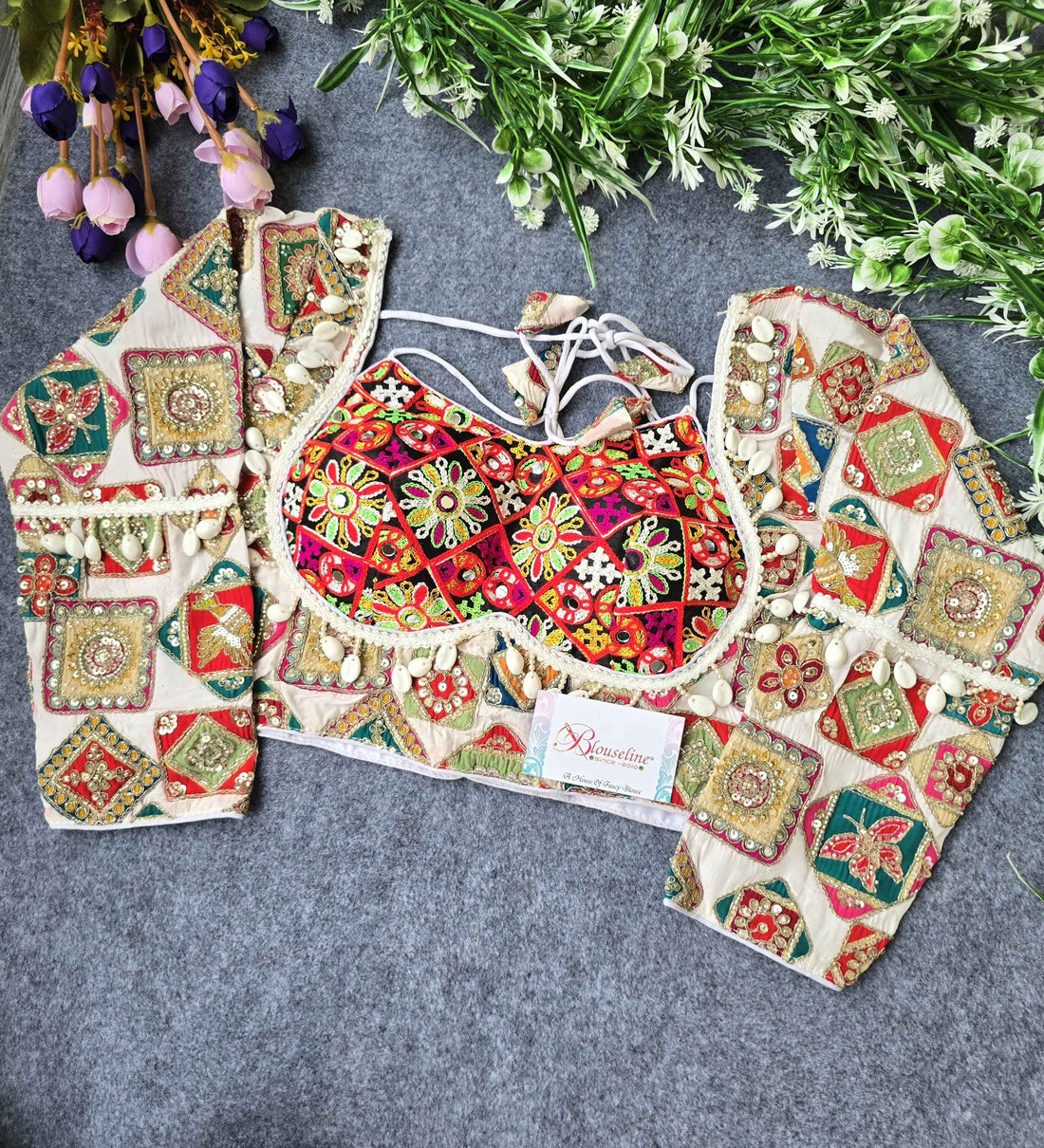 Trendy Navratri Blouse in Pojisan Print - BlouseLine