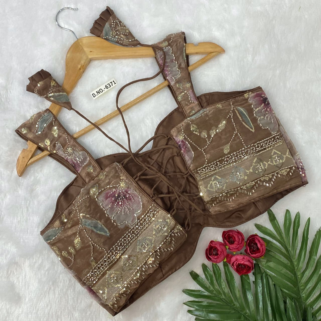 Organza with Hand Beads Position Blouse Wholesaler – BlouseLine BL 6371