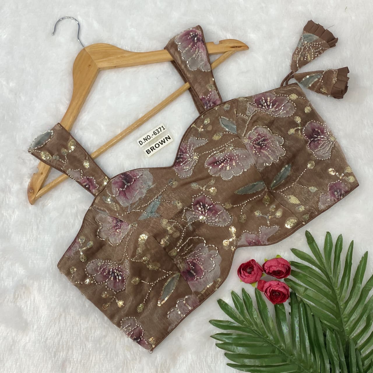 Organza with Hand Beads Position Blouse Wholesaler – BlouseLine BL 6371