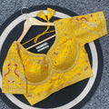 Premium Malai Silk Golden Zari Blouse with 3mm Sequins & Diamond Work - BL 6648