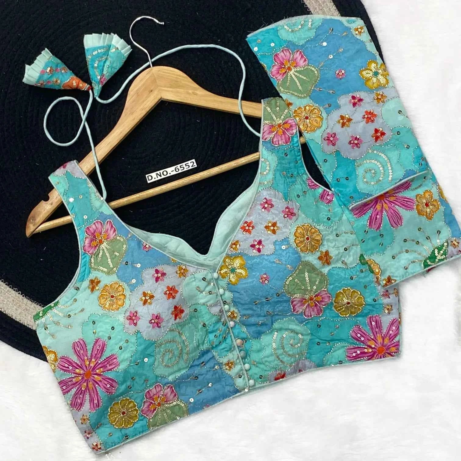 Natural Viscose Crepe Designer Blouse | Sleeveless with Attached Sleeves - BL 6552