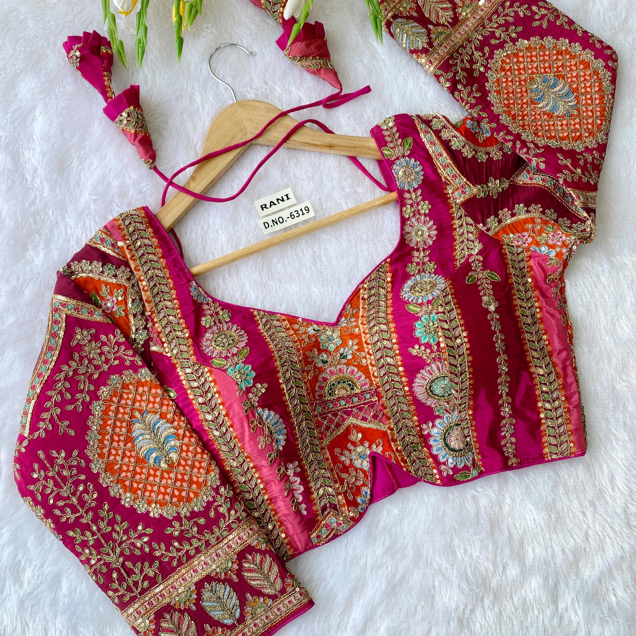 Premium Viscose Blouse with Pojisan Print and Embroidery | BlouseLine Surat BL 6319