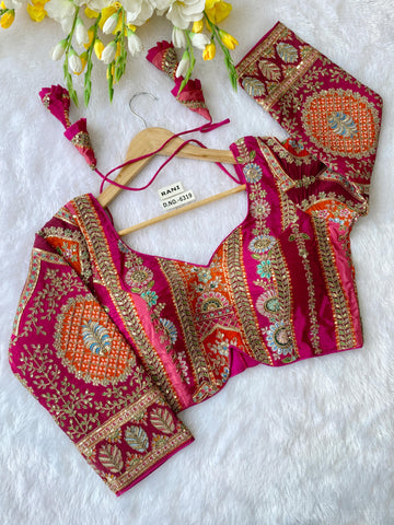 Premium Viscose Blouse with Pojisan Print and Embroidery | BlouseLine Surat BL 6319