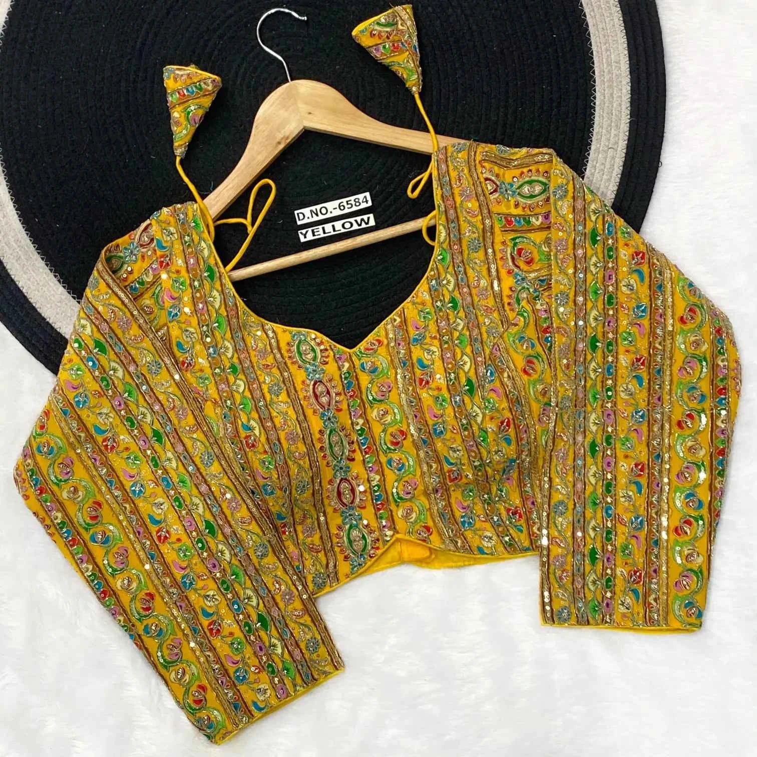 Apple Cut Natural Crepe Viscose Blouse | Sequin & Thread Zari Embroidery Blouse - BL 6584